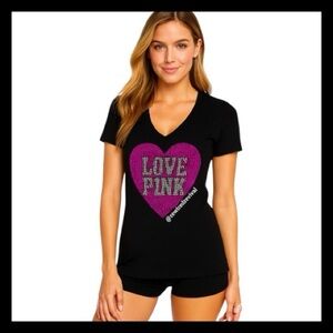 Vintage Victoria’s Secret PINK Bling V Neck Tee Shirt